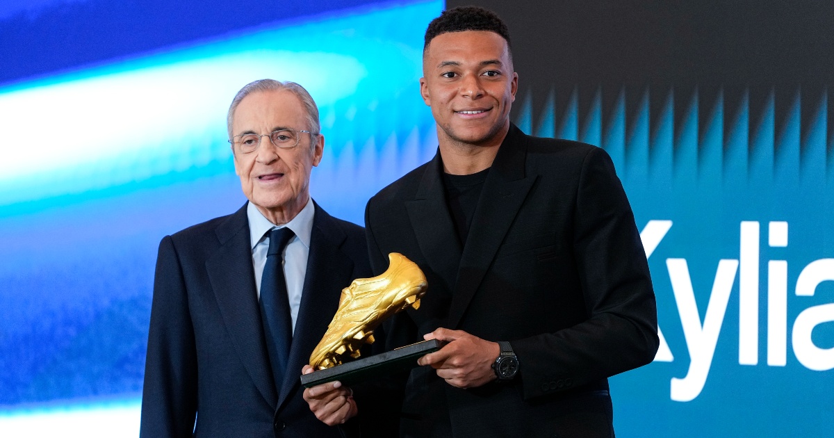 Florentino Perez e Kylian Mbappé (foto Getty Images)